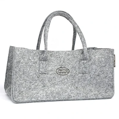 Immagine di Vaessen Creative Resistente Borsa in Feltro per Riporre Tutti Gli Accessori Hobby Creativi, Legno, Grigio Chiaro, 50 x 25 cm