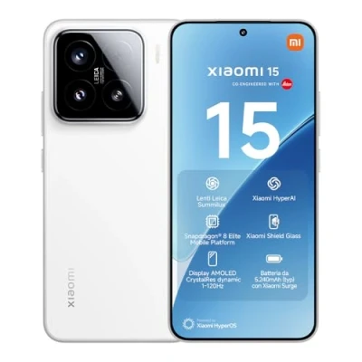 Immagine di Xiaomi 15 (Smartphone), 12+512GB, Bianco, Lenti Leica Summilux, Fotocamera principale da 50MP, Batteria 5.240mAh, Ricarica HyperCharge 90W, HyperAI (Caricabatterie non incluso)