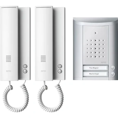 Immagine di Ritto by Schneider Entravox Citofono Cablato Kit completo Casa Bifamiliare Argento