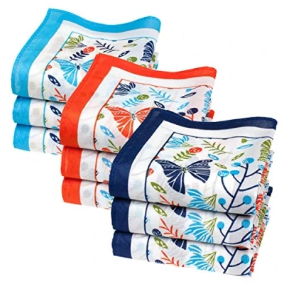 Immagine di Merrysquare Fazzoletti Femminili Stampati Piccola Misura 29cm 9 Pezzi 100% Cotone Modello ZEPHIR