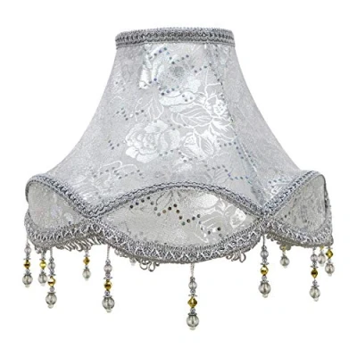 Immagine di Eastlion Paralume in Stile Retrò, da Palazzo, 45 cm, Realizzato a Mano, Attacco E14/E27, Adatto per Lampade Tavolo, Terra e Parete, 18x45x32cm Argento