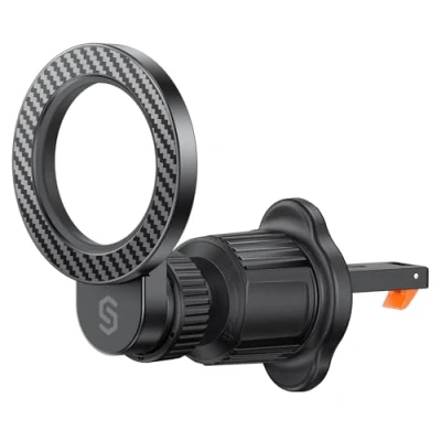 Immagine di SYNCWIRE per Supporto Auto MagSafe, [Ventilazione ad anello] Magnetico Telefono Rotazione a 360 Gradi, Compatibile con iPhone 15 Pro Max 14 13 12, Samsung, Stile in Fibra di Carbonio