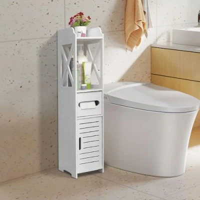 Immagine di Drumm Mobiletto bagno, mobile per WC, portaoggetti cassetto, vano, salvaspazio, piccoli spazi (20 x 15 80 cm)