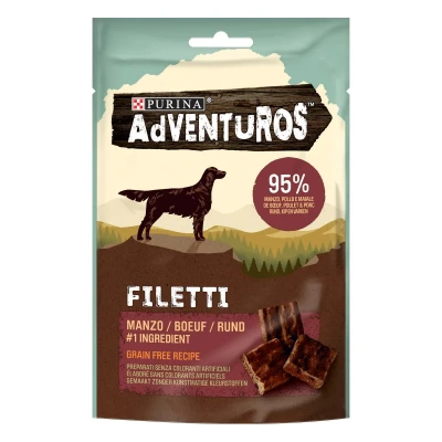 Immagine di Purina Adventuros High Meat Filetti Snack Cani Ricco in Manzo 70g