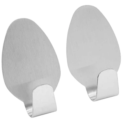 Immagine di Fackelmann Set di Ganci Adesivi ovali, Acciaio Inossidabile, Argento, 3 x 2 cm