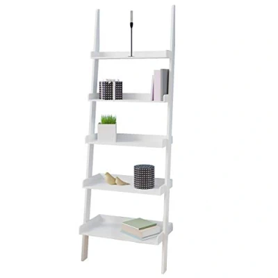 Immagine di CASARIA Scaffale Libreria a Scala da Parete 180x64x37cm Legno 5 Ripiani Portasciugamani Salvaspazio