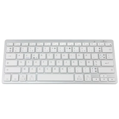 Immagine di Bluestork tastiera wireless Bluetooth per PC, compatibile con Windows 11,10, 8 e Mac OS Mini PC/Mac francese AZERTY, compatta, ultra sottile, leggera, silenziosa Nuovo 2024 (bianco)