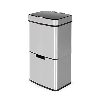 Immagine di Hailo Öko Vario XL 6560010 Sistema di separazione rifiuti 50 L Acciaio inox, Plastica (L x A) 31.5 cm 420 mm 785 Argento Anti Impronte digitali,