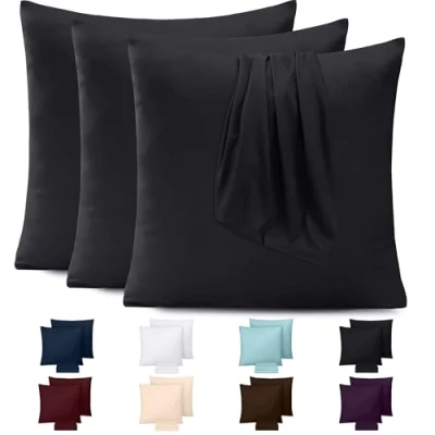 Immagine di Utopia Bedding Federe Set Di 4 65 x Cm Copricuscino In Poliestere Morbida Spazzolata Microfibra Con Chiusura A Busta Nero
