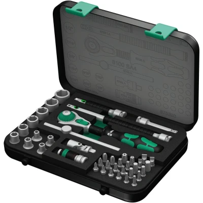 Immagine di Kit di chiavi a bussola imperiale (pollici) 1/4 (6.3 mm) 41 parti Wera 8100 SA 4 Zyklop 05003535001