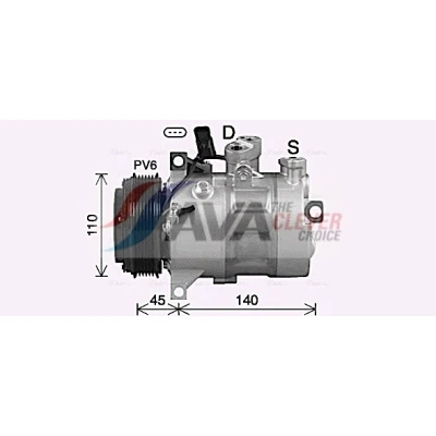 Immagine di AVA COOLING SYSTEMS MSAK747 compressore Aria Condizionata PXC14 12V PAG 46 R134a con olio PAG, innesto elettromagnetico, senza diodo