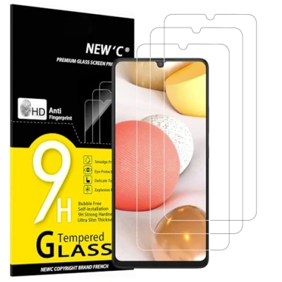 Immagine di NEW&#039;C 3 Pezzi, Vetro Temperato per Samsung Galaxy A42 5G, M12, Pellicola Prottetiva Anti Graffio, Impronte, Senza Bolle, Durezza 9H, 0,33mm Ultra Trasparente, Resistente