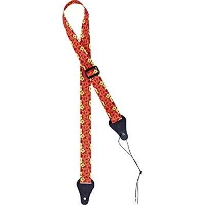 Immagine di Ortega OUS ORFL Tracolla in nylon per ukulele, motivo floreale, larghezza: 3,7 cm, lunghezza: 135 colore: Arancio