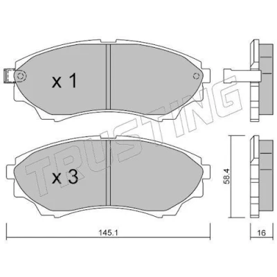 Immagine di TRUSTING 626.0 Kit pastiglie freno con segnalatore acustico usura FORD: Ranger Mk2, MAZDA: BT 50 Pick up, Serie B up