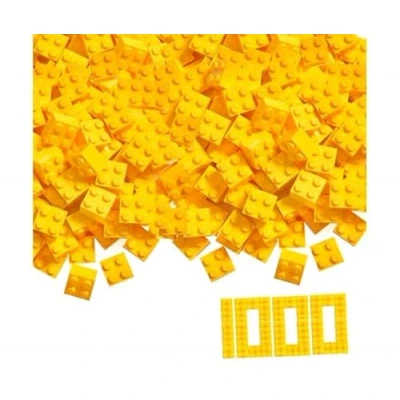 Immagine di Simba 104114116 Blox, 1000 gelbe Bausteine Made in Itlay, set di 4 pezzi, una scatola, incl. tazza riempimento e 100% compatibile con gettoni noti, giallo