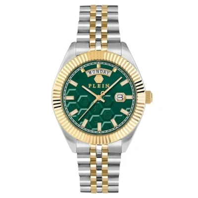 Immagine di Philipp Plein Orologio da uomo analogico al quarzo Date Superlative Gent, Argento/Oro/Verde Pwpva0424, Bracciale