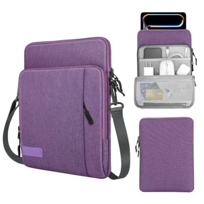 Immagine di MoKo Custodia Compatibile con iPad PRO 12.9 M2 2022, Galaxy Tab S8+ 12.4, 2021/2020/2018, Surface Go Borsa Grande in Poliestere Tasca, Viola