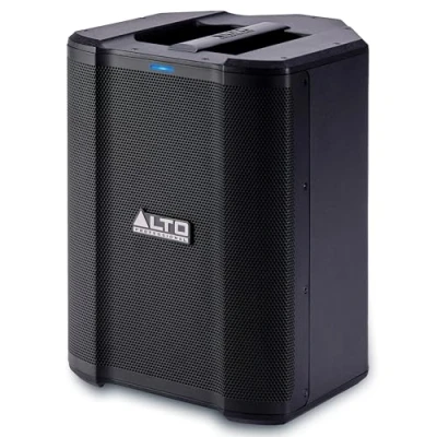 Immagine di Alto Professional Busker PA portatile da 200 W con batteria ricaricabile, Bluetooth, mixer a 3 canali, effetti Alesis, app control, carica USB
