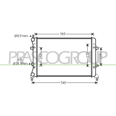 Immagine di PRASCO VG424R001 Radiatore motore Alluminio 650 416 34 Alette di raffreddamento montate meccanicamente VOLKSWAGEN: Beetle Hatchback