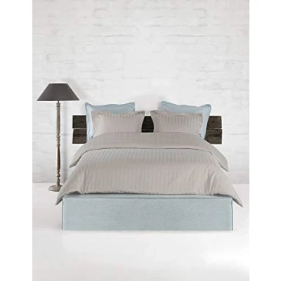 Immagine di De Witte Lietaer Zygo Atmosphere Parure Copripiumino Matrimoniale con 2 federe per cuscino, Volant, in cotone pettinato, colore: tortora, dimensioni: 240 x 220 cm