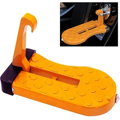 Immagine di Ygapuzi Universal Car Door Latch Step, Pieghevole Roof Rack Step con vetro window Breaker, facile accesso al tetto per la maggior parte dell&#039;automobile, SUV, carico massimo 400 LBS (Arancia)