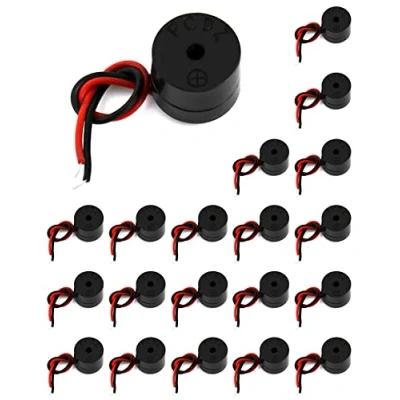 Immagine di QWORK 20 Pezzi Cicalino Elettronico di Allarme, 3 12 V Buzzer 85 dB, Continuo Suono, Lunghezza Cavo 50 mm