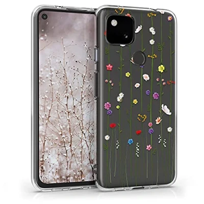 Immagine di kwmobile Custodia Compatibile con Google Pixel 4a Cover Silicone TPU Protezione Back Case Esplosione Primaverile multicolore/trasparente