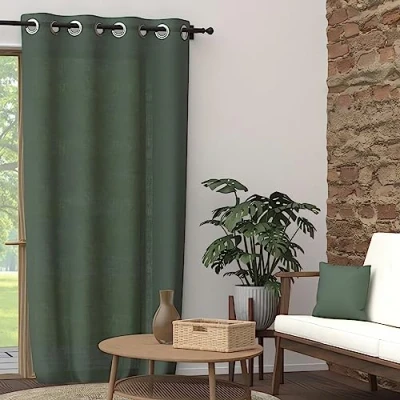 Immagine di Soleil d&#039;ocre Panama Tenda con occhielli, in puro cotone, Verde (Kaki), 135 x 250 cm