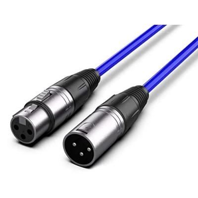 Immagine di Audibax Silver Cavo XLR Maschio a Femmina Lunghezza 10 Metri Connettori OFC ad Alta Trasmissione del Segnale Rivestito in PVC Massimo Isolamento Diametro 6 mm Colore Blu
