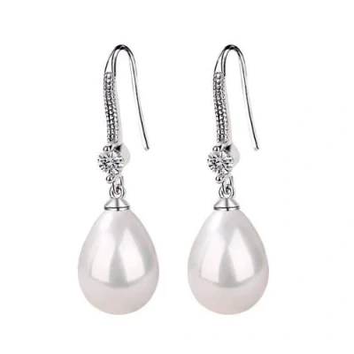 Immagine di Oivzziy Orecchini da donna in argento 925 con perle bianco a goccia d&#039;acqua, pendenti di zirconia cubica cristallo austriaci, gioielli