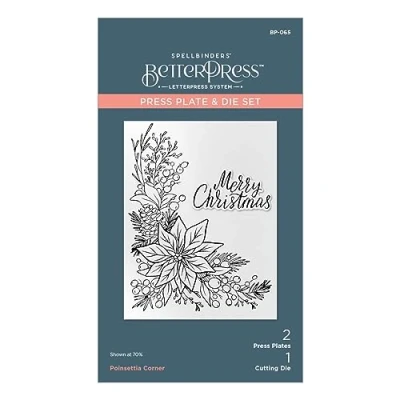 Immagine di Spellbinders The More BetterPress Christmas Collection Set di fustelle e piattini per angoli a forma stella Natale