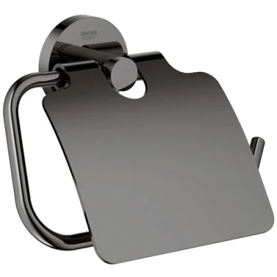 Immagine di Grohe 40367A01 Essential New Porta Rotolo con Coperchio, Finitura Lucida, Hard Graphite