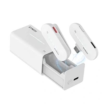 Immagine di SYNCO P1T di Microfono Lavalier Wireless Smartphone 2.4Ghz, Custodia Ricarica Plug and Play Compatibile con il Type C Tablet,