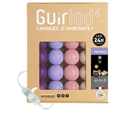 Immagine di Guirled Guirlanda luminoso a LED per batuffoli di cotone USB Luce notturna bambini 2h Alimentatore doppio 2A incluso 3 intensità 24 sfere 2,4m Provence