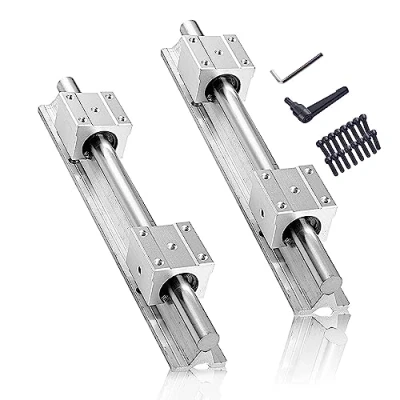 Immagine di CNCMANS Guida lineare, 2 binari lineari SBR12 400 mm, in acciaio inox con 4 cuscinetti SBR12UU, parti CNC per stampante 3D, motore passo (guida lineare SBR12, mm)