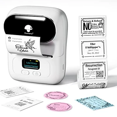 Immagine di Phomemo M110 Stampante Etichette adesive, Bluetooth per Etichettatrice Compatibile con Android e ios，Adatto Ufficio,Codice a barre,trasporto,cavo,Negozio