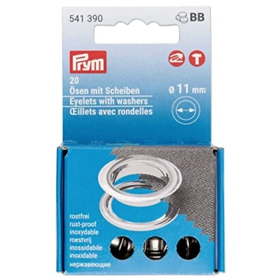 Immagine di Prym 542542 Ösen Scheiben, Rot/silberfarbig, vearbeitbar mit Dem Vario Creative Tool Occhielli con rondelle, Rosso/Argento, lavorabili, Ottone, 11 mm, 20 Stück, unità