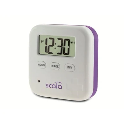 Immagine di scala 20821 Scatola portapillole a 4 scomparti, 5 sveglie, 45 g, colore: Bianco