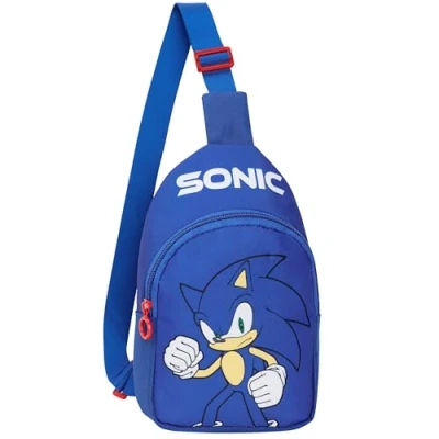 Immagine di SONIC THE HEDGEHOG Tracolla Bambino, Scomparto con Cerniera e Regolabile Regali Ragazzo