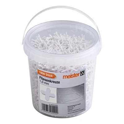 Immagine di Meister croce per piastrelle, 1,0 mm, set pratico da 1800 pezzi, in robusto polipropilene, colore bianco, accessorio supporto la posa delle fughe, 4426900