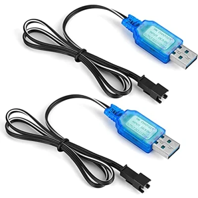 Immagine di YUNIQUE GREEN CLEAN POWER Set 2 Pezzi Cavi Caricatore USB SM 2P 250mAh Output per Batterie 6V Ni Mh Ideale Auto RC, Modellismo, Elicottero RC Azzurro