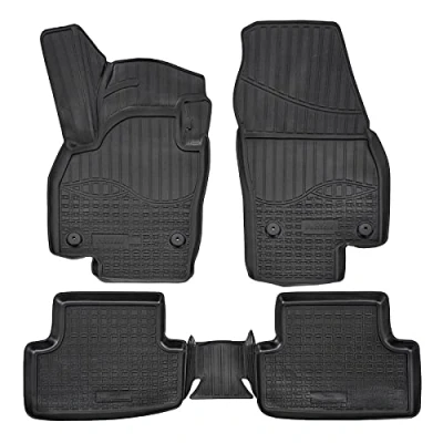Immagine di NORM Liners 3D Tappeti Tappetini Auto In TPE Gomma Su Misura Per T Cross dal 2018, Kit di 4 Pezzi, Inodore, Nero, Antiscivolo