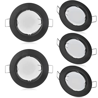 Immagine di Lex Collective Set di faretti LED GU10 da incasso 3 W, colore nero, rotondo, dimmerabile, 230 V, 55 mm, foro (set 5 pezzi, bianco caldo)