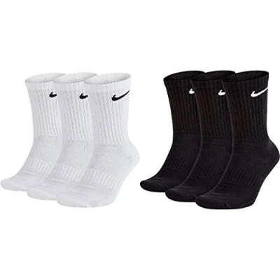 Immagine di Nike Calzini “U NK Everyday Cush Crew, di colore bianco, nero e grigio, in confezione da 3 paia 6 bianche, coppie nere. 34 38
