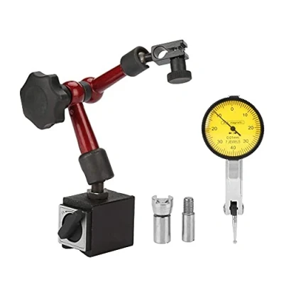 Immagine di Precisione Comparatore Centesimale Indicatore di Leva Impermeabile Dial Test con Base Magnetica Universale Flessibile (Dial Indicator + Base)