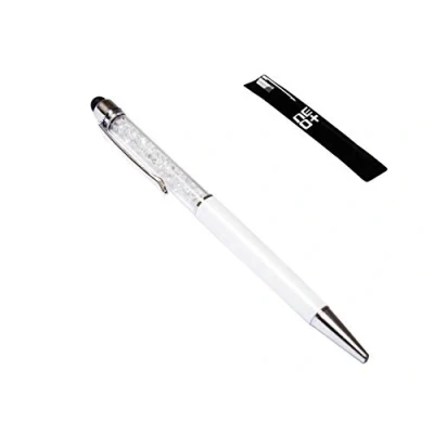 Immagine di Penna a sfera e stilo capacitivo touch screen 2 in 1 di qualità con cristalli (BIANCO)