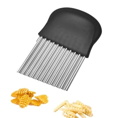 Immagine di AQSQWQ Taglia Patate Ondulato, Verdura, Tagliapatate Ondulato in Acciaio Inossidabile, per Tagliare Frutta, Verdura e Insalata Nero