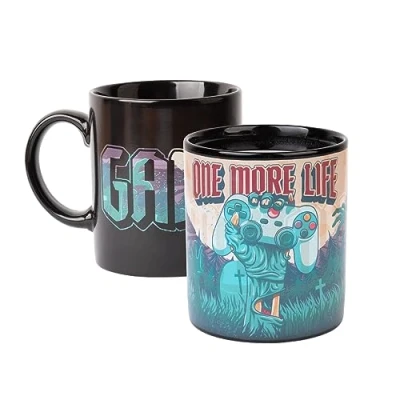 Immagine di Grupo Erik: Tazza Termosensibile gamer One More Life da colazione in gres, 350 ml, Magica cambia colore, ideale come idee regalo per