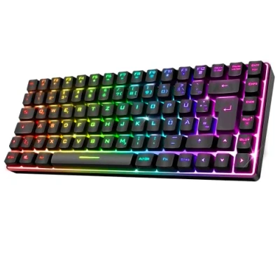 Immagine di SPIRIT OF GAMER Tastiera wireless Bluetooth Gaming TKL RGB QWERTZ 65% Tasti semi meccanici con retroilluminazione di cui 25 anti ghosting Compatibile PC Smartphone e Tablet