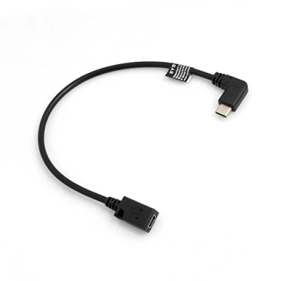 Immagine di SYSTEM S USB 3.1 Tipo C (Maschio) 90 Angolo a Mini (Femmina) Cavo Dati Ricarica Adattatore convertitore di prolunga ca. 27 cm